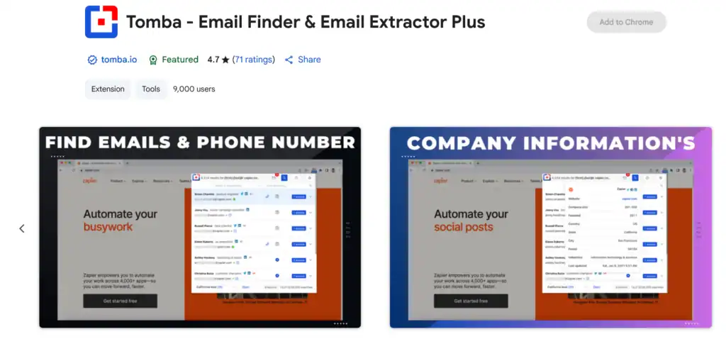 tomb email finder chrome