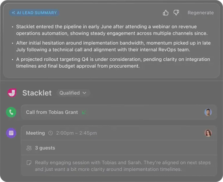 Close: AI lead summary