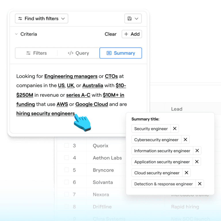 Clay: TAM search filters