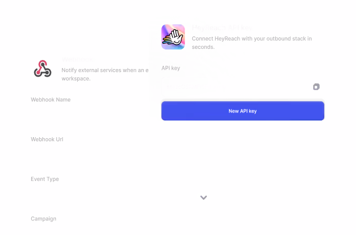 HeyReach: Webhook and API settings