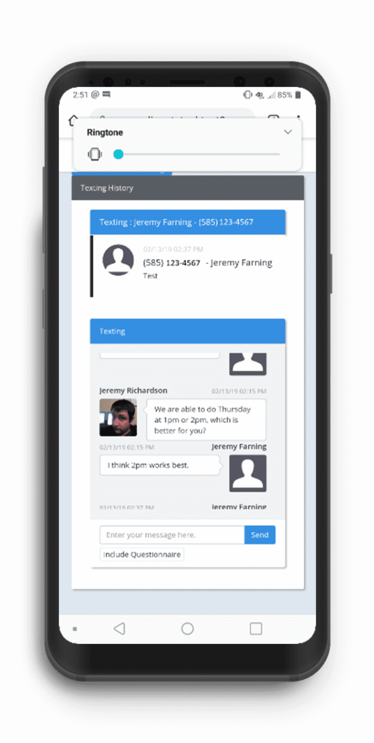 ApplicantStack: Candidate texting on mobile
