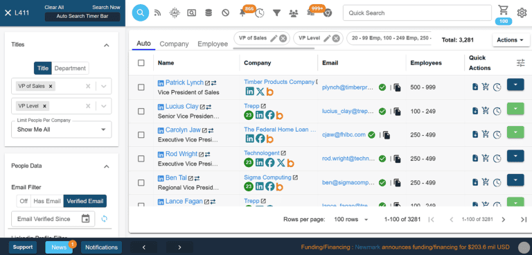 Lead411: Advanced search