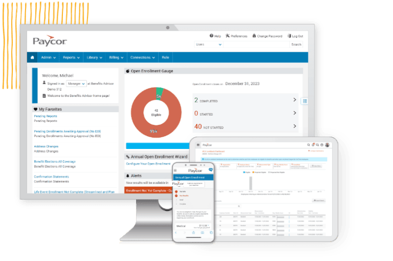 Paycor: Benefits administration screens