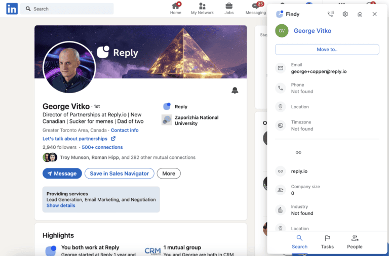 Reply.io: Findy Chrome extension