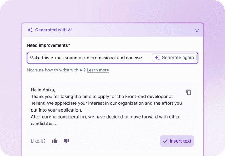 Recruitee: AI writer
