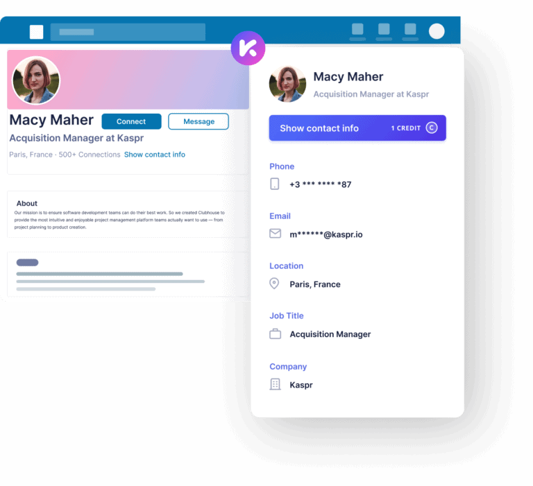 Kaspr: Chrome extension on LinkedIn profile