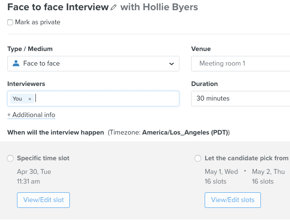 Trakstar Hire: Interview scheduling