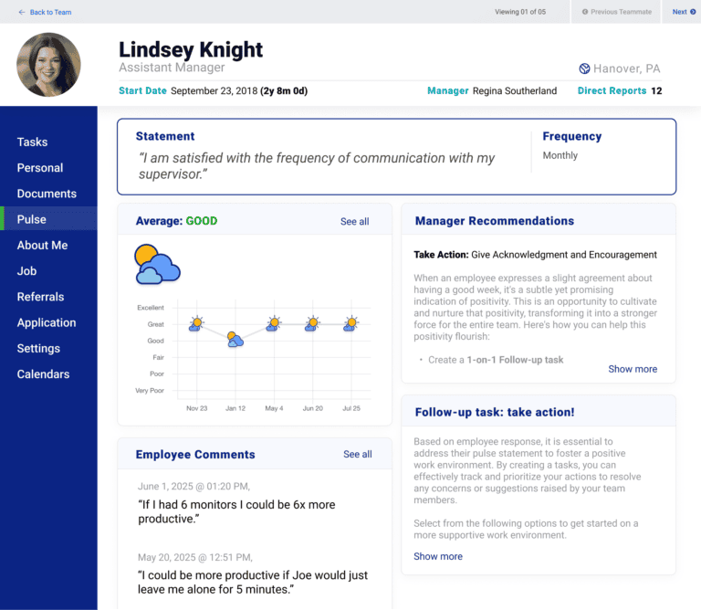 CareerPlug: Pulse engagement dashboard