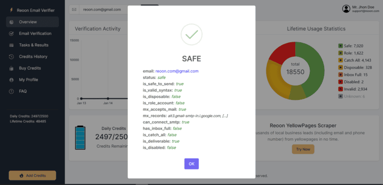 Reoon: Single email verification