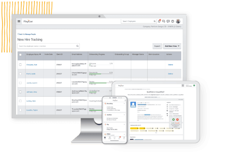 Paycor: Talent acquisition screens