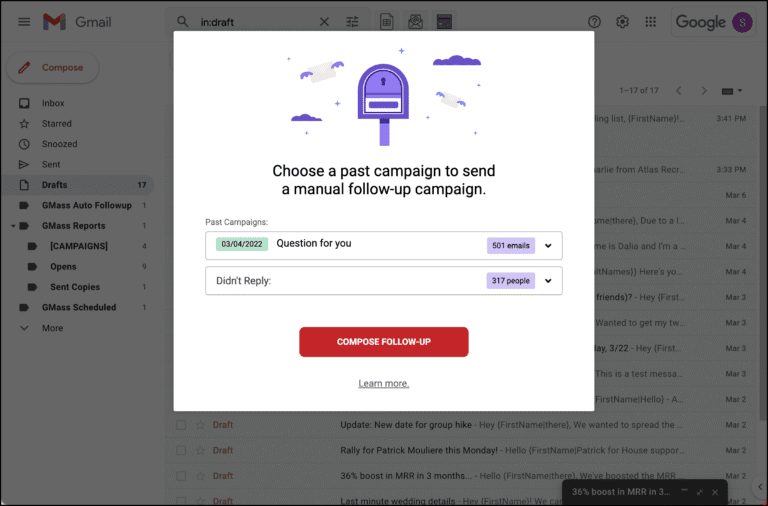 GMass: Behavior-based campaign setup