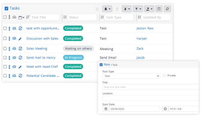 RecruitBPM: Tasks and reminders