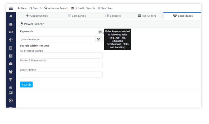 RecruitBPM: Boolean search