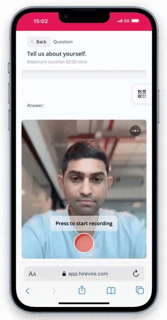 Hirevire: Candidate video recording