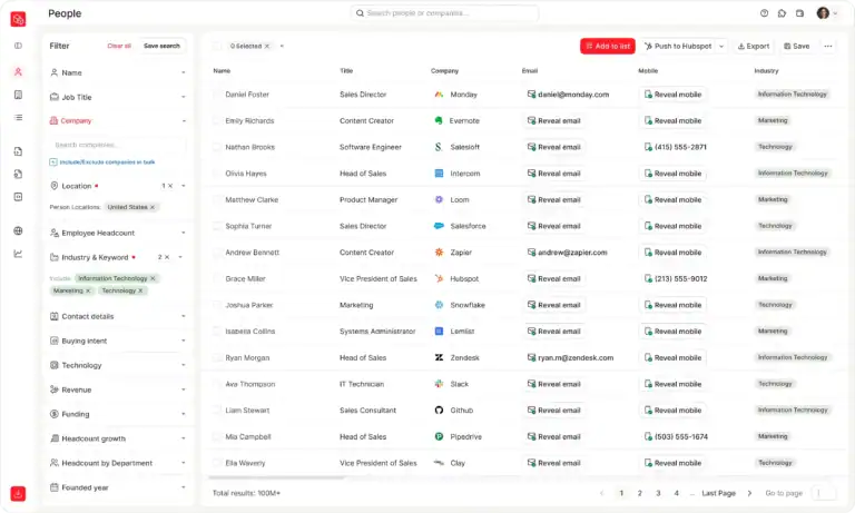 Prospeo: Contact search with filters