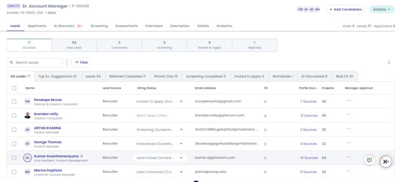 Phenom: Talent marketplace dashboard