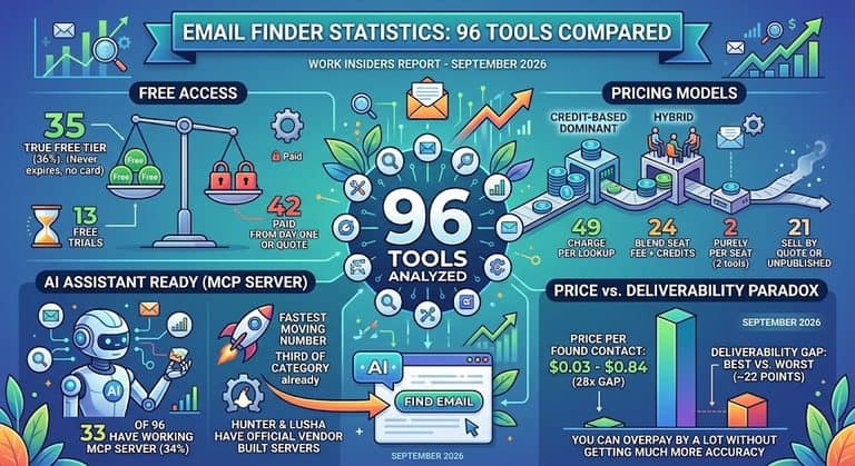Email Finder Statistics: 96 tools compared