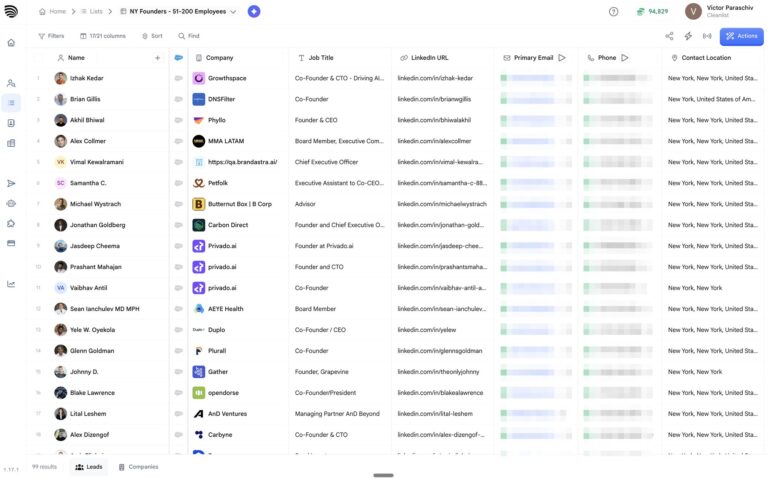Cleanlist: Waterfall-enriched contact list