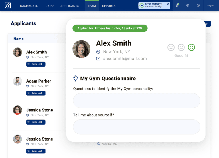 CareerPlug: Applicant profile with fit rating