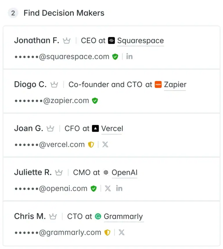 Hunter: Decision maker list