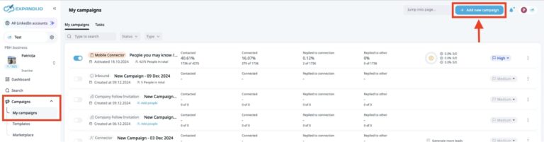 Expandi: Campaign dashboard
