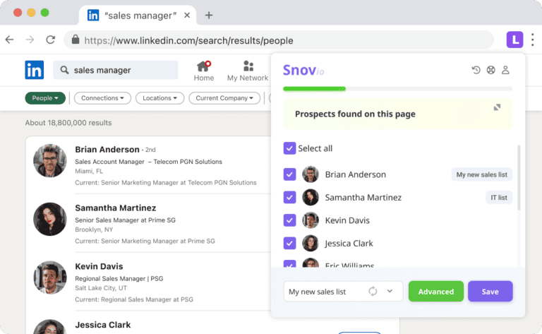Snov.io: LI Prospect Finder extension