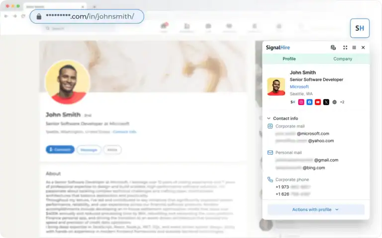 SignalHire: Email finder on social networks