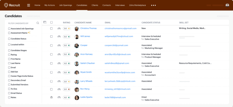 Zoho Recruit: Candidates